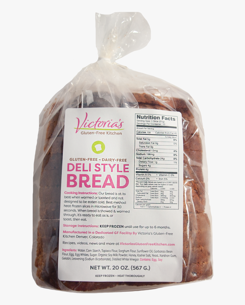 Victorias Gluten Free Deli Style Bread Loaf Packaged - Rye Bread, HD Png Download, Free Download