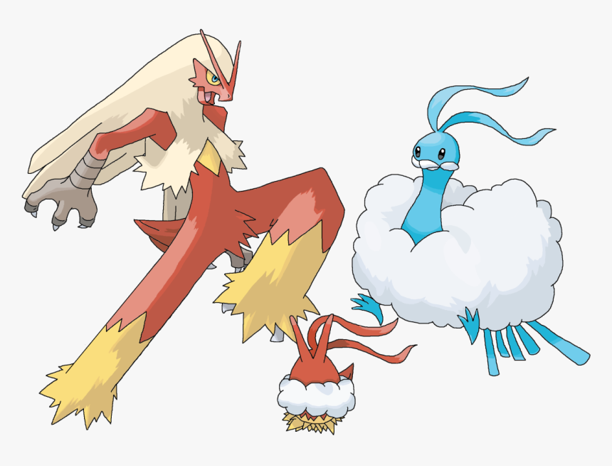 Blaziken And Altaria With Their Egg, Drawn On Paint - Pokemon Blaziken, HD Png Download, Free Download