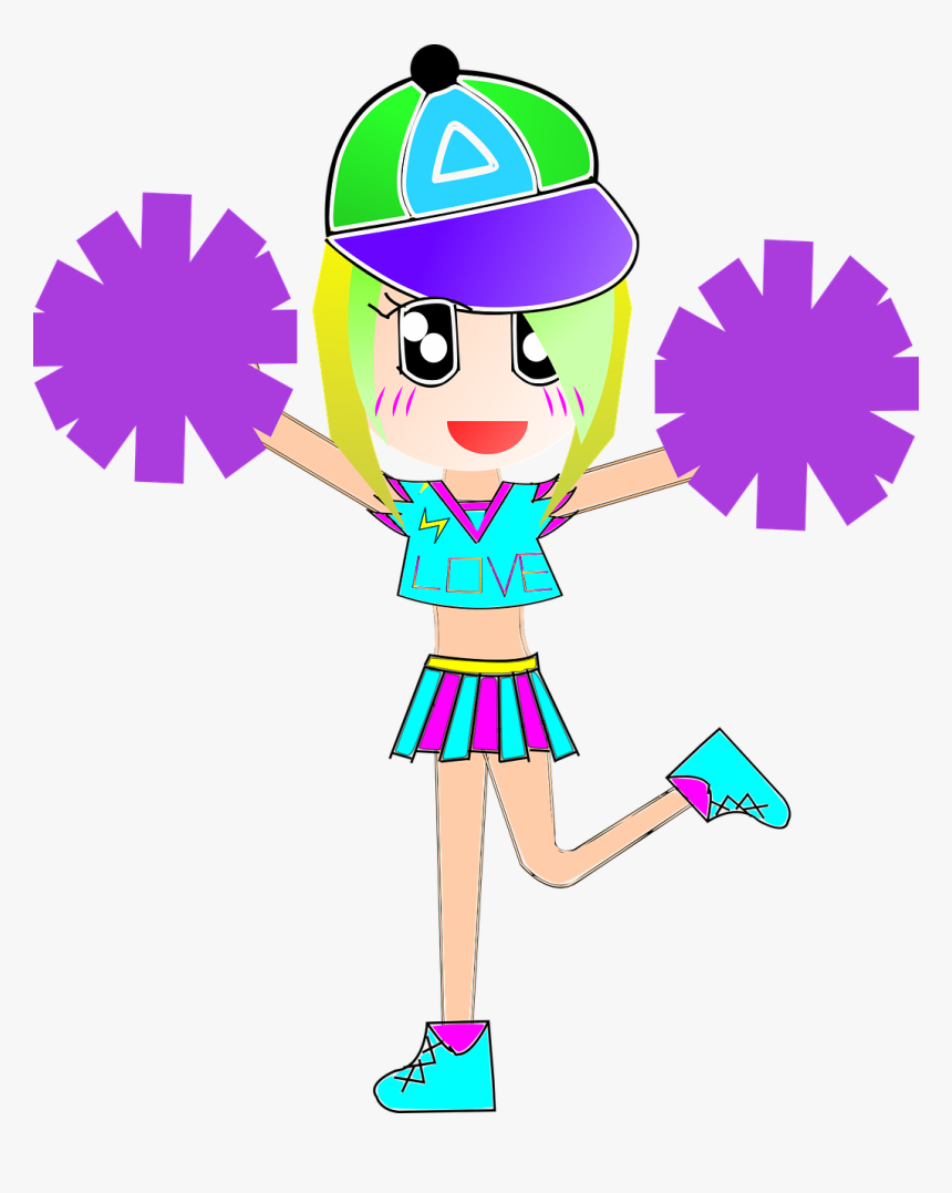 Girl Cheerleaders Cartoon, HD Png Download, Free Download