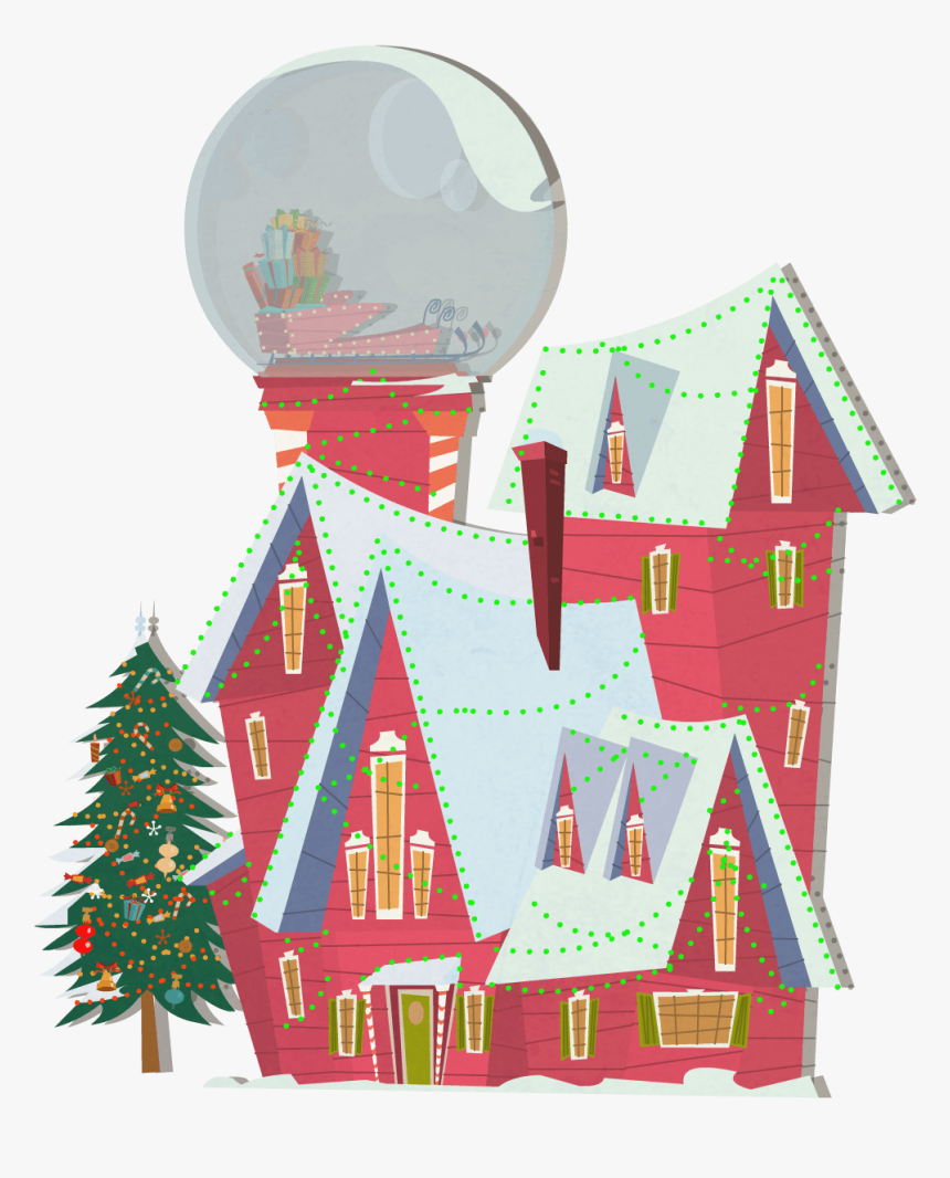 Background Exterior Santa House Winter Globe House - Santa House Animated, HD Png Download, Free Download