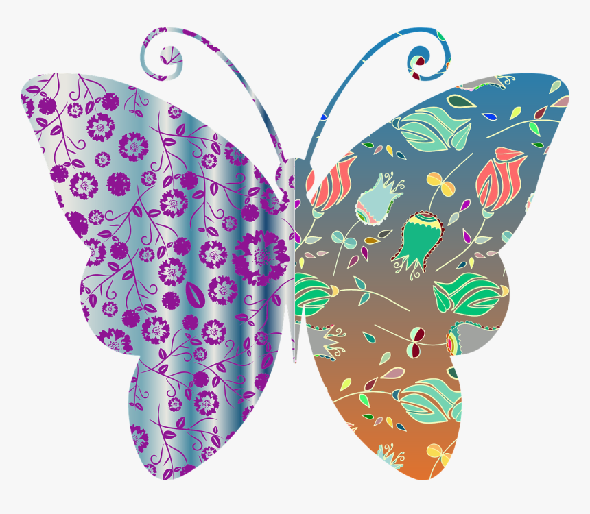 Floral Butterflies Transparent Clipart, HD Png Download, Free Download