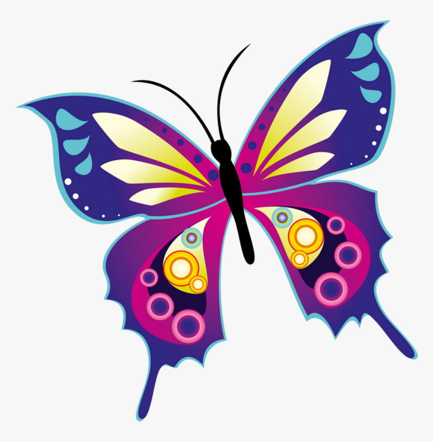 ‿✿⁀butterflies‿✿⁀ Butterfly Template, Butterfly Clip - Drawing Colourful Butterfly, HD Png Download, Free Download