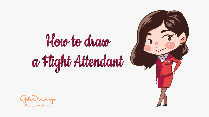 How To Draw A Flight Attendant - Cartoon, HD Png Download, Free Download