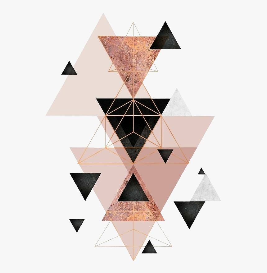 #freetoedit #background #triangle #geometric #gold - Geometric Triangles In Blush And Rose Gold, HD Png Download, Free Download