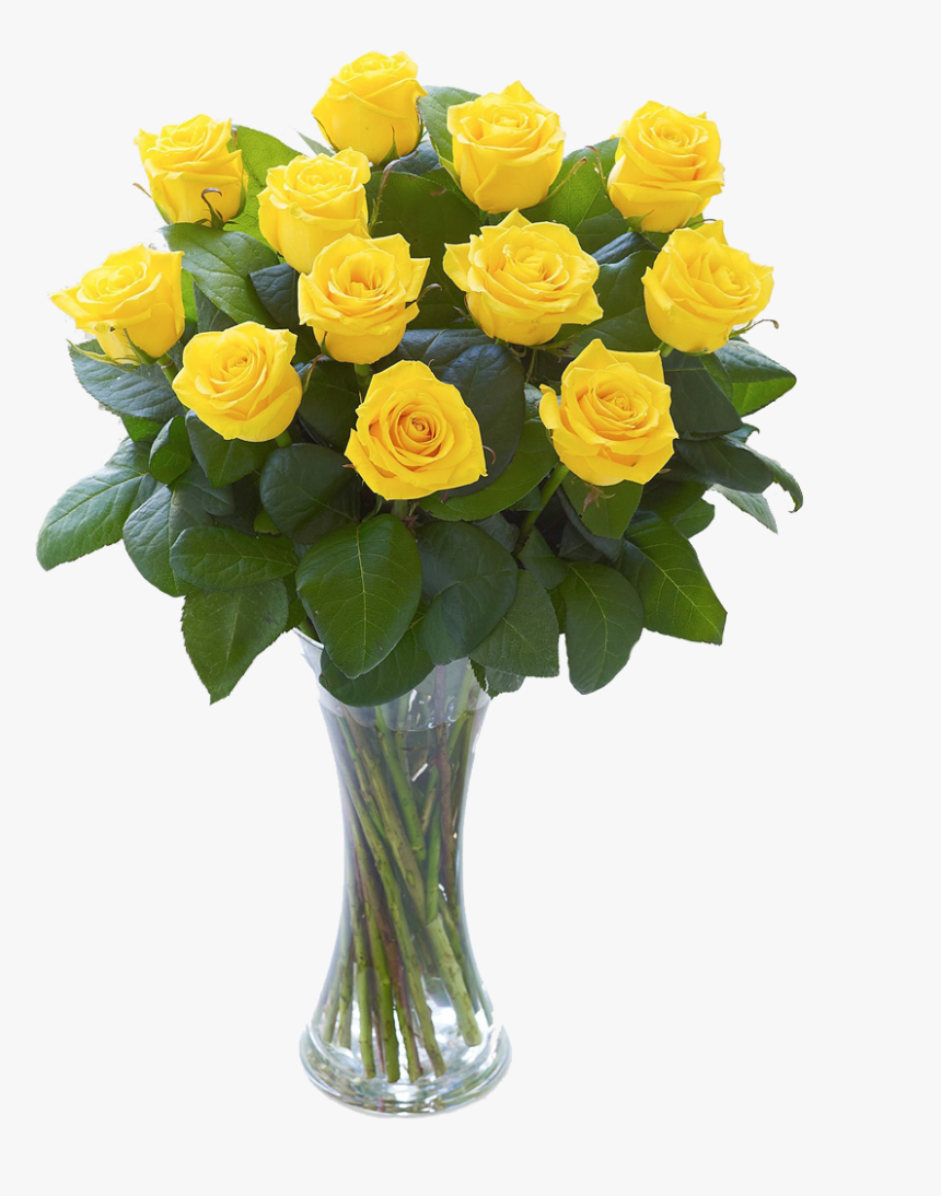 Dozen Yellow Roses Vase - Million Roses Sárga Rózsa, HD Png Download, Free Download