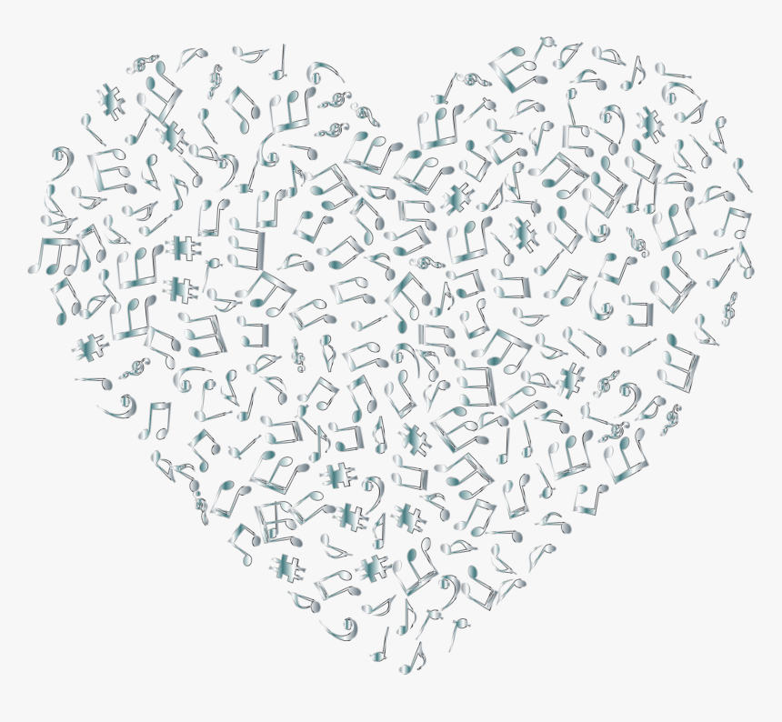 Line Art,angle,organ - Heart Transparent Background Music Notes, HD Png Download, Free Download