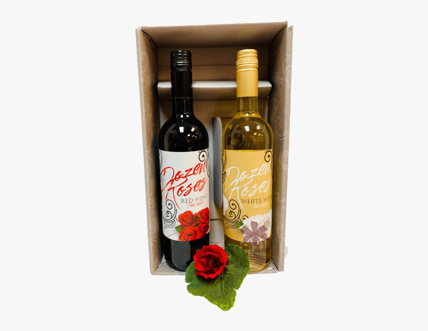 Red & Yellow Roses Wine Gift Basket, Dozen Roses Wine, - Garden Roses, HD Png Download, Free Download