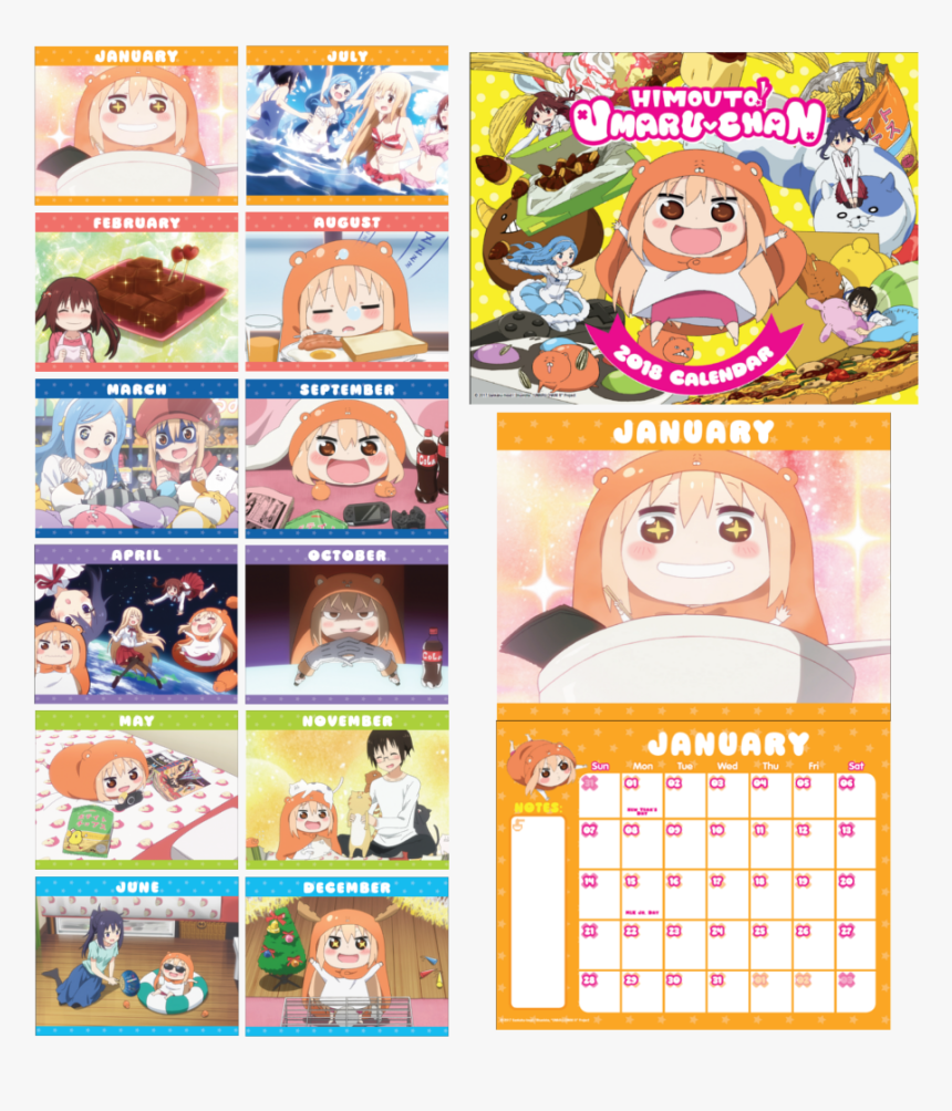 Umaru Chan 2018 Calendar Months - Cartoon, HD Png Download, Free Download