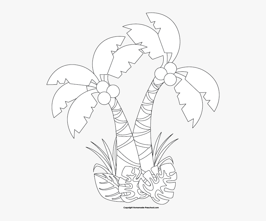 Jungle Clip Art Black And White Tree With Monkeys - Illustration, HD Png Download, Free Download