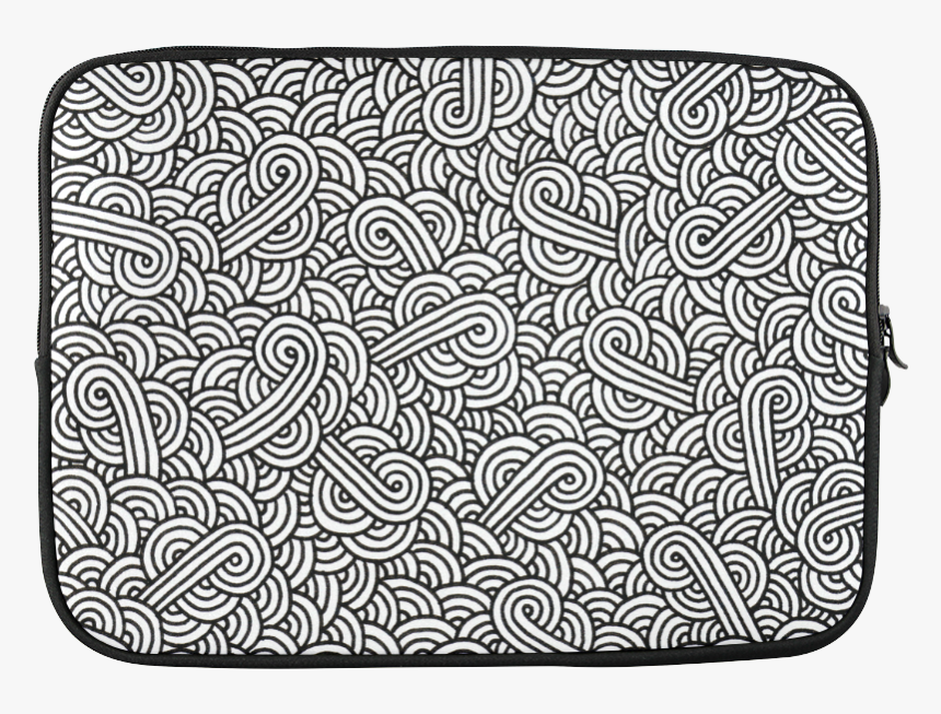 Black And White Swirls Doodles Custom Sleeve For Laptop - Line Art, HD Png Download, Free Download