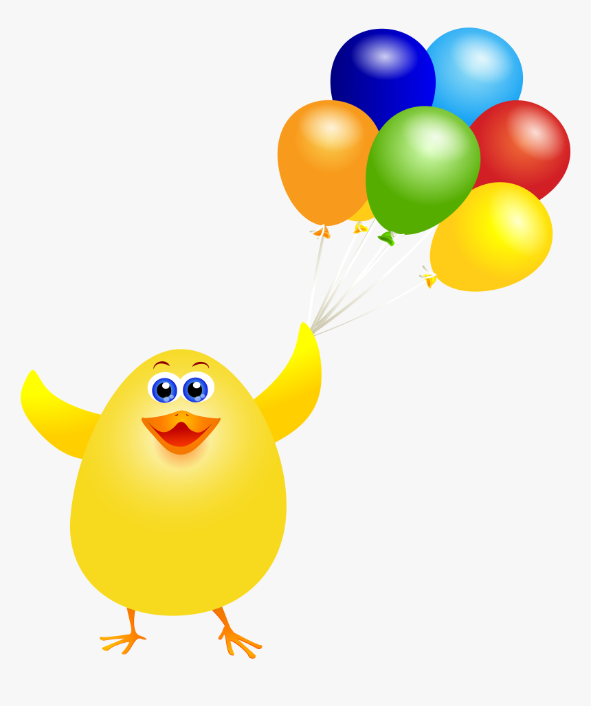 Easter Chicken With Balloons Png Clip Art Image - Easter Balloon Clipart, Transparent Png, Free Download