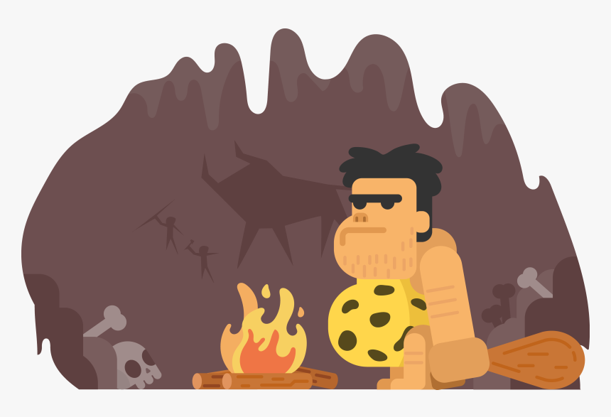 Stone Age The Cave - Stone Age Man Cave Cartoon, HD Png Download, Free Download