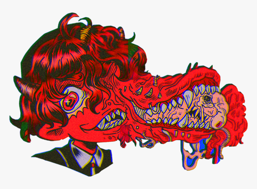 #demon #horror #guro #blood #teeth #guts #boy #red - Guro, HD Png Download, Free Download