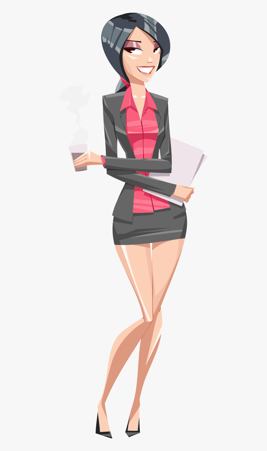 Draw A Cartoon Office Girl, HD Png Download - kindpng