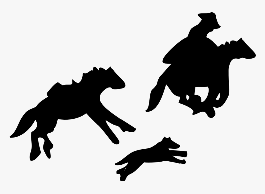 Horses, Running, Cowboy, Dog, Silhouette - Cowboys Running Silhouette Png, Transparent Png, Free Download