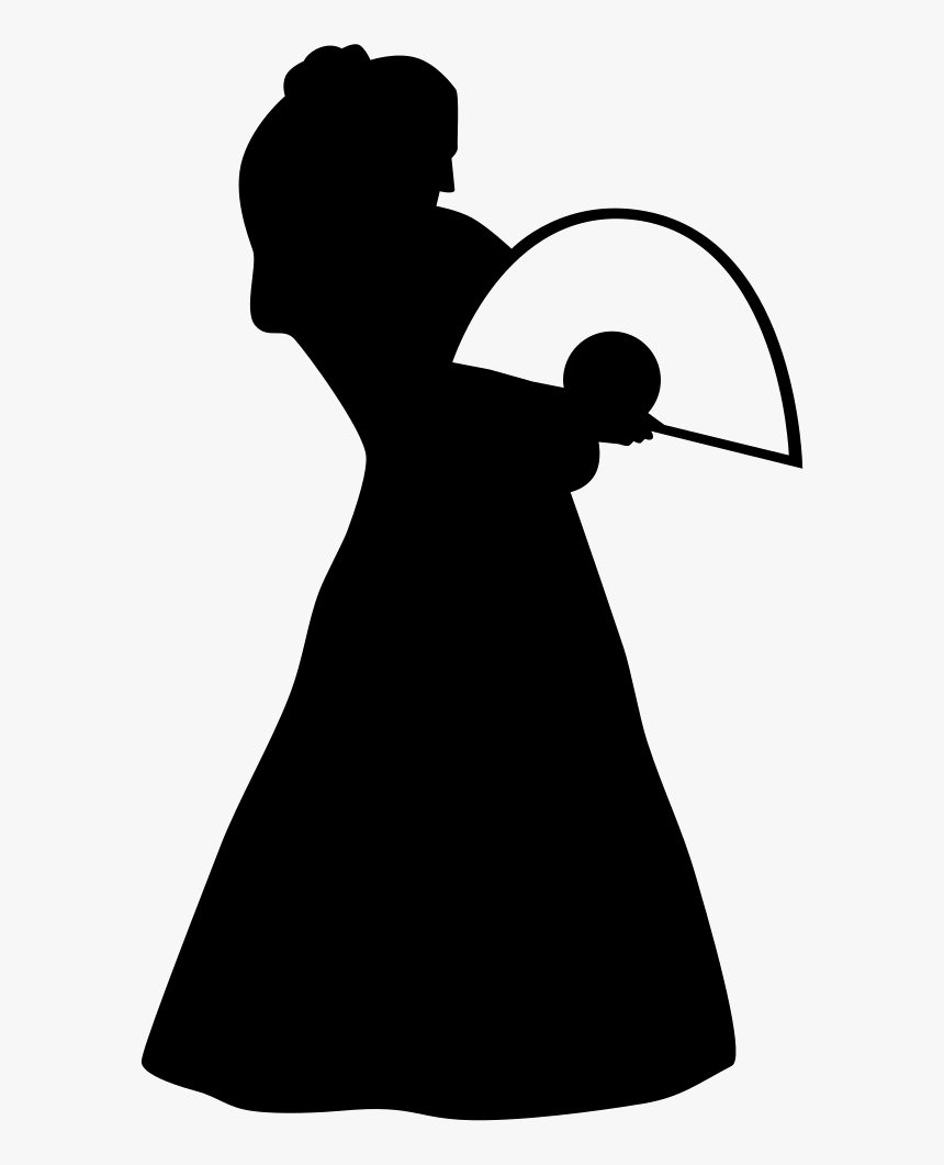 Flamenco Female Model Standing Silhouette With A Fan - Icon, HD Png Download, Free Download