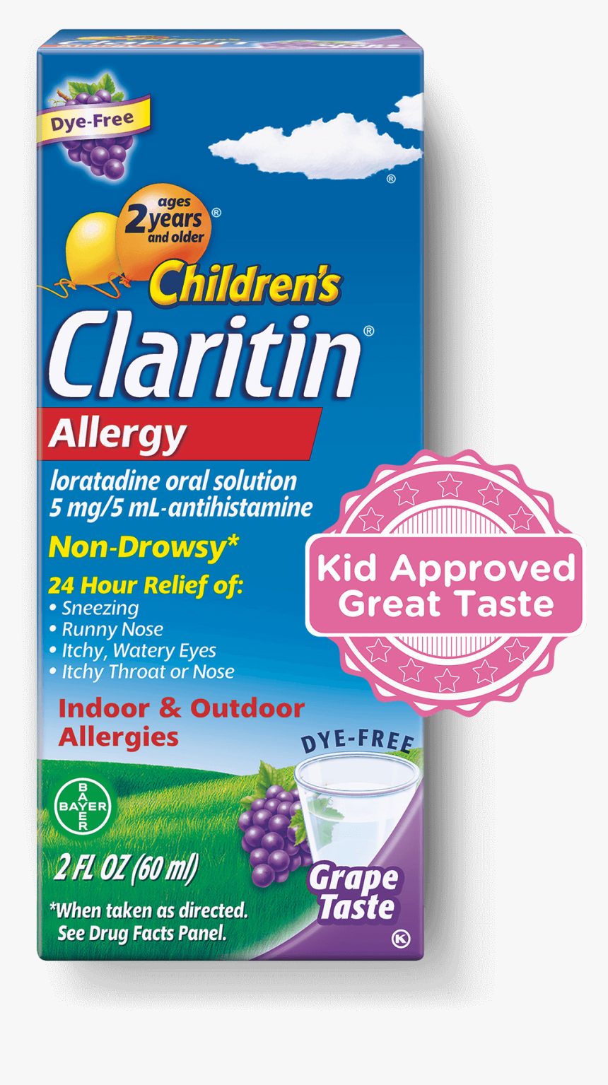 Front View Of Children’s Claritin® Syrup 24-hour Package, - Claritin Syrup For Kids, HD Png Download, Free Download