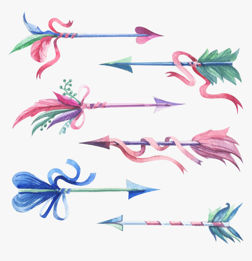 Pink Feather Flower Drawing Arrow Png Download Free - Transparent Background Feather Arrows Png, Png Download, Free Download