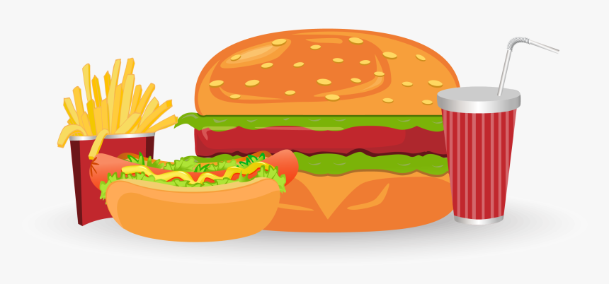 Junk Food Clipart Burger Fry - Fast Food Vector Png, Transparent Png, Free Download