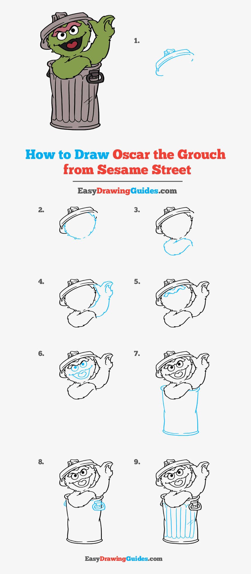 How To Draw Oscar Grouch From Sesame Street - Easy To Draw Oscar The Grouch, HD Png Download, Free Download