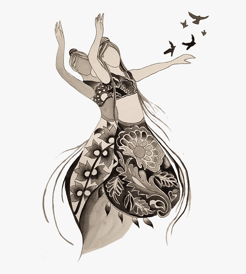 Dance Drawing Watercolor - Tribal Belly Dance Drawing, HD Png Download, Free Download