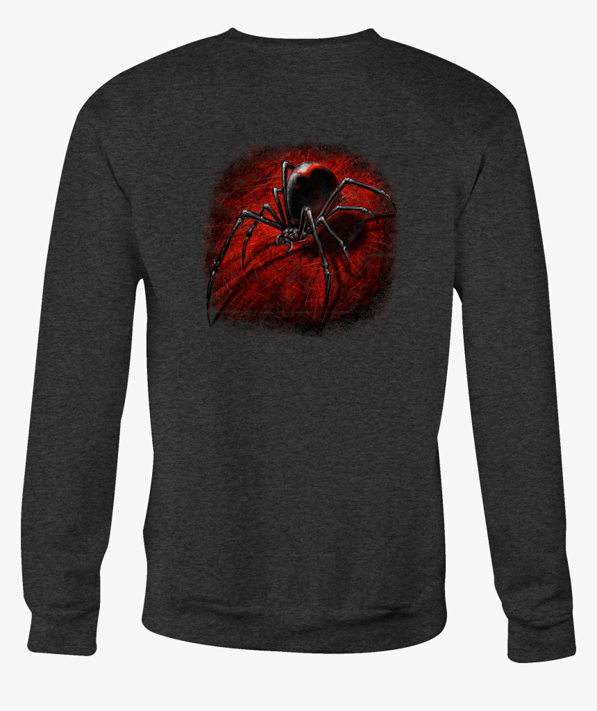 Crewneck Sweatshirt Black Widow Spider On Red Web 3d - Shrimp, HD Png Download, Free Download