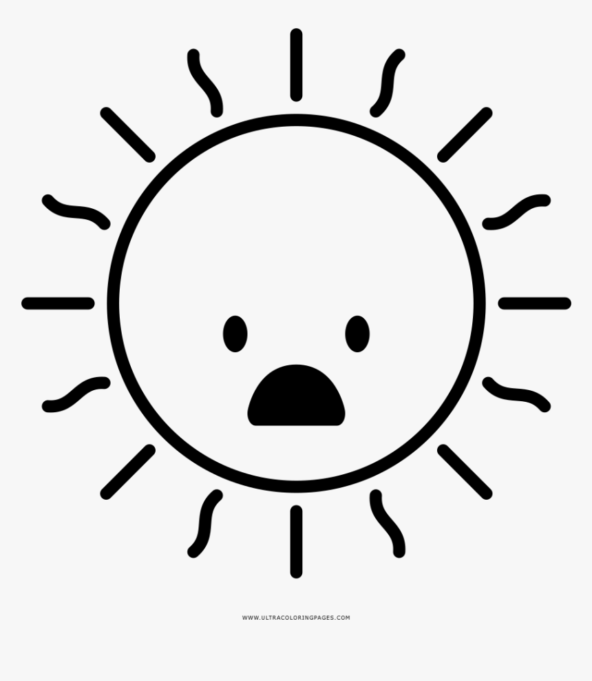 Surprised Coloring Page - Simple Sun Line Drawing, HD Png Download, Free Download