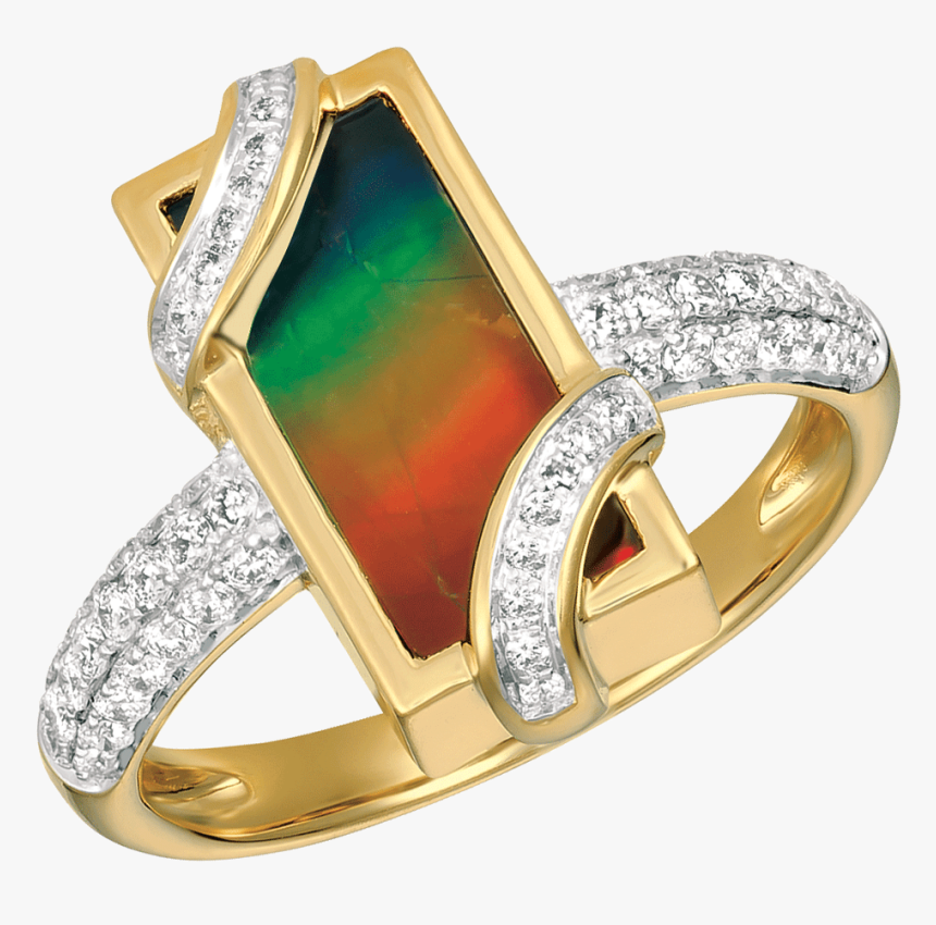 Valentina 14k Yellow Gold Ring By Korite Ammolite - Pre-engagement Ring, HD Png Download, Free Download