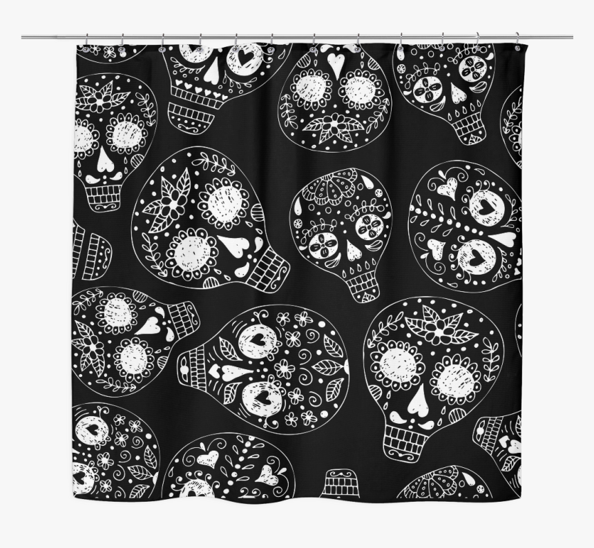 Freehand Sugar Skull Shower Curtain - Skull, HD Png Download, Free Download