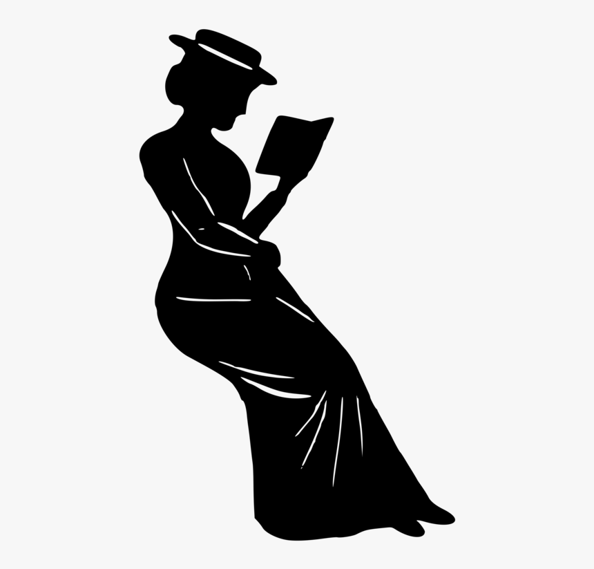 Book Silhouette Reading Woman - Woman Reading Book Silhouette, HD Png Download, Free Download