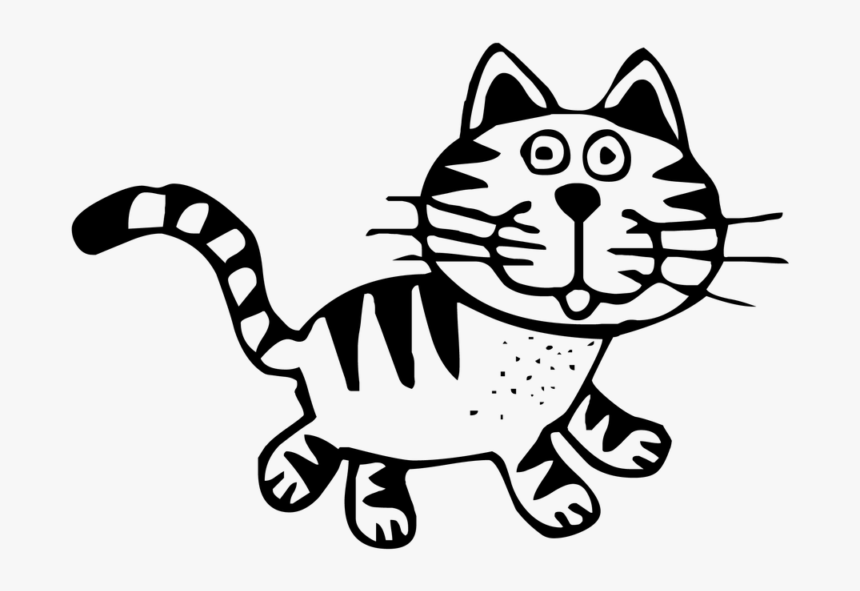 Striped Cat Clipart Black And White, HD Png Download, Free Download