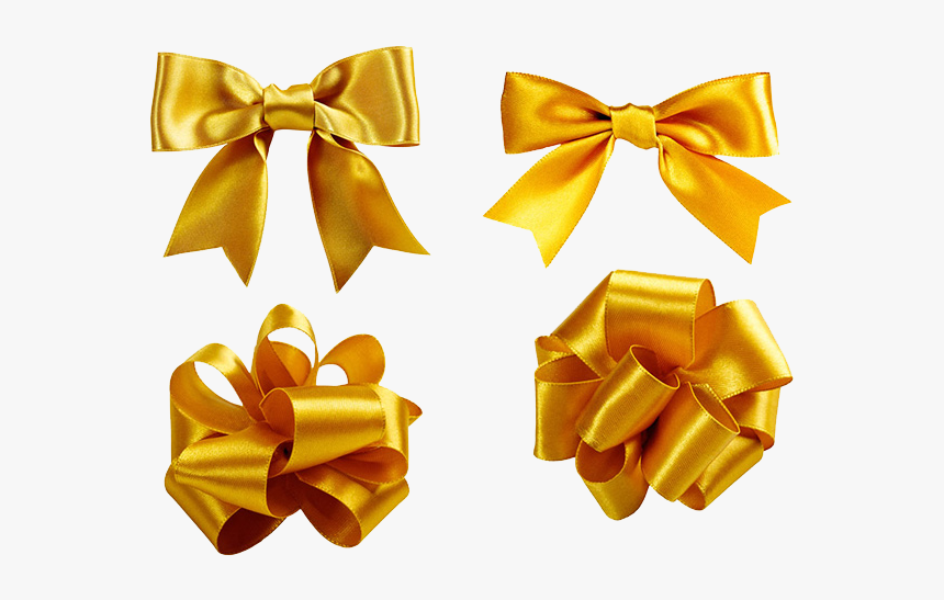 Gold Gift Bow Png - Gold Gift Ribbon Png, Transparent Png, Free Download