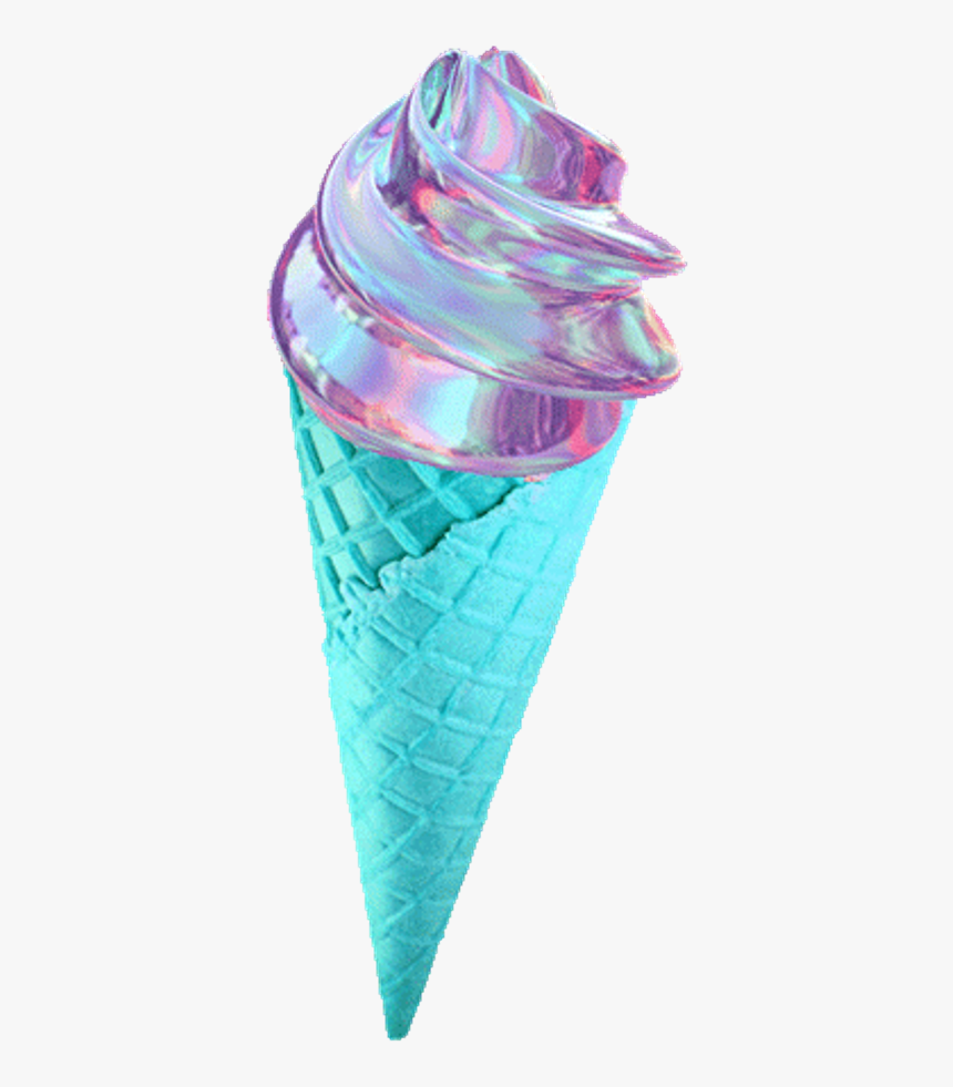 Icecream Colorful Seapunk Freetoedit - Holographic Ice Cream, HD Png Download, Free Download