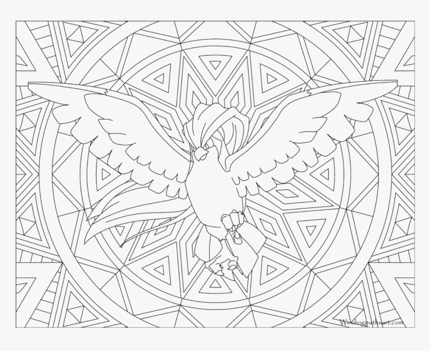 Adult Pokemon Coloring Page Pidgeot - Pokemon Coloring Page Adults, HD Png Download, Free Download