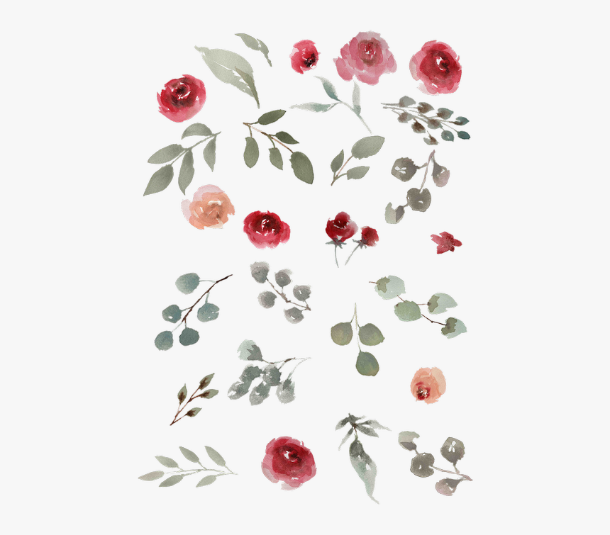 Watercolor Watercolor Roses Green Leaves - Instagram, HD Png Download, Free Download