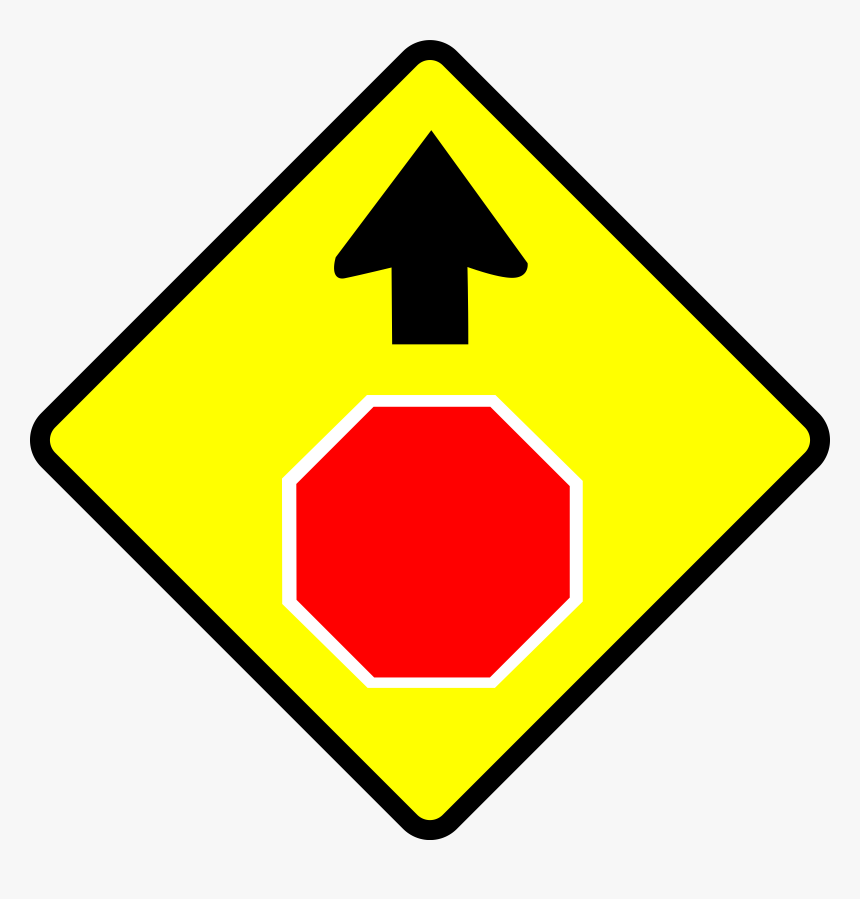 Caution-stop Sign Clip Arts - Stop Sign Ahead Sign, HD Png Download, Free Download