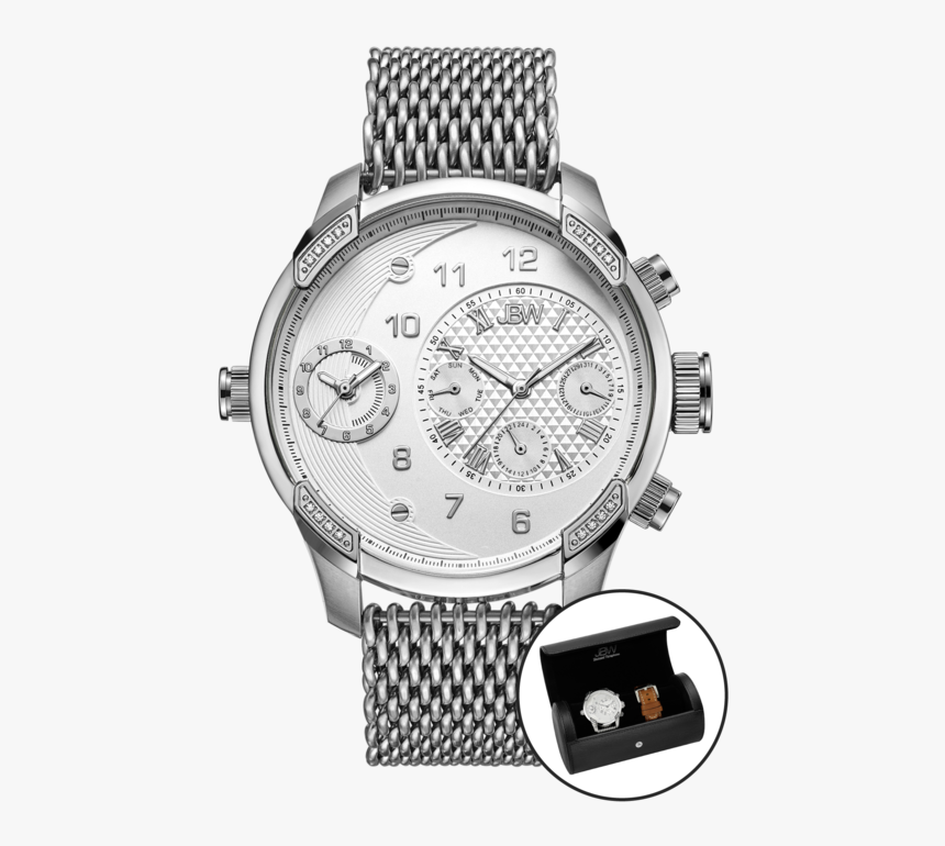 Jbw G3 J6355a Stainless Steel Silver Mesh Diamond Watch - Jbw G3, HD Png Download, Free Download