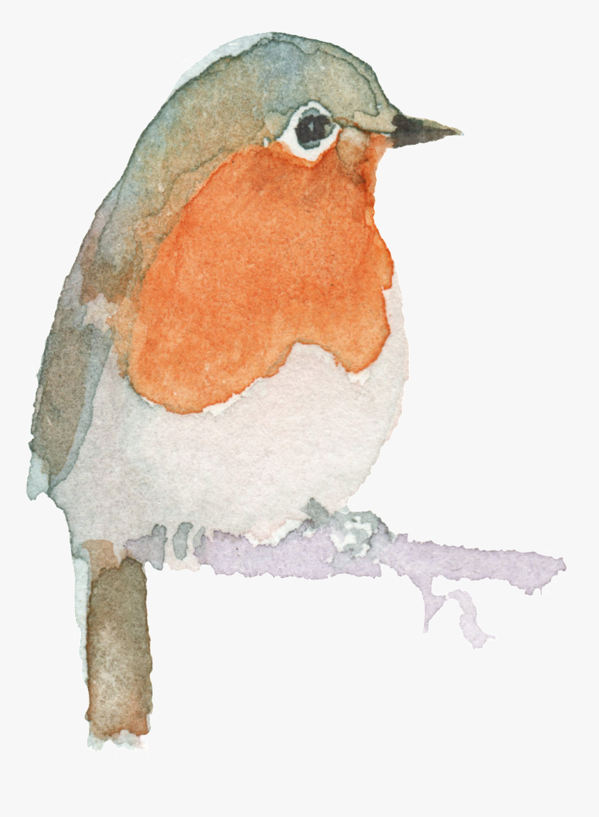 Hand Drawn Bird Sitting On A Tree Trunk Watercolor - Watercolor Tree Trunk, HD Png Download, Free Download