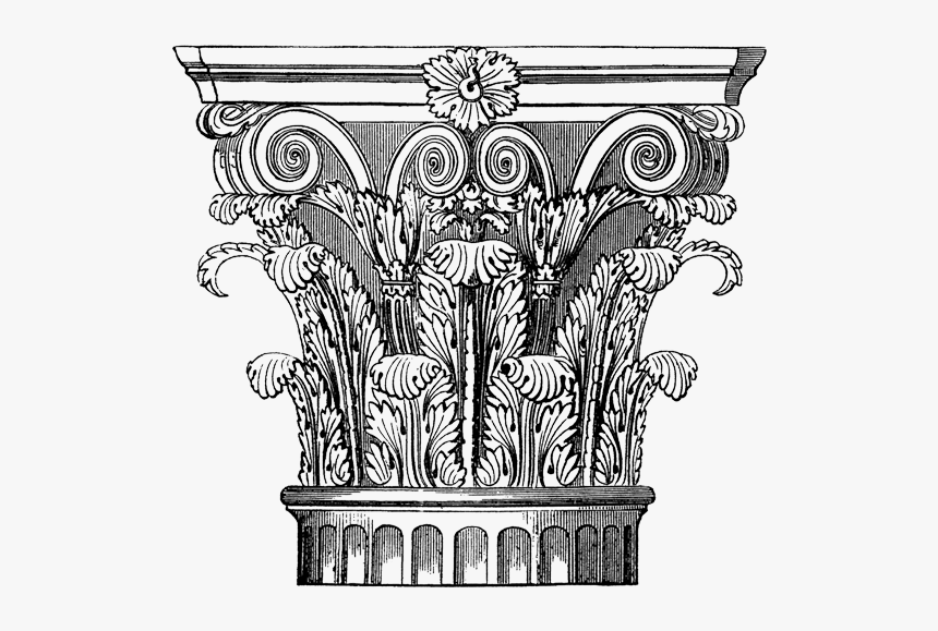 Corinthian-column - Corinthian Column Ornate Drawing, HD Png Download, Free Download