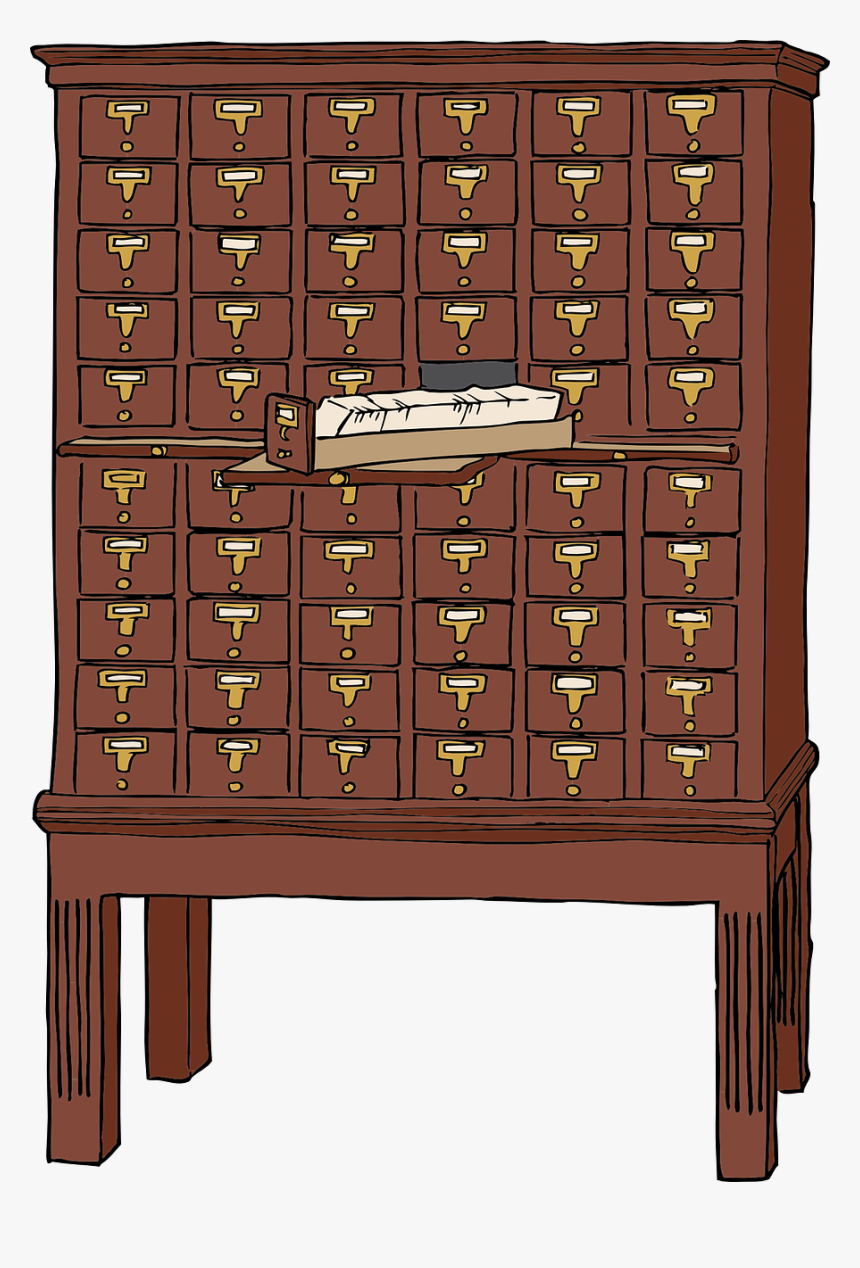 Cabinet, Storage, Card, Index, Drawers, Catalog, Office - Card Catalog Clipart, HD Png Download, Free Download