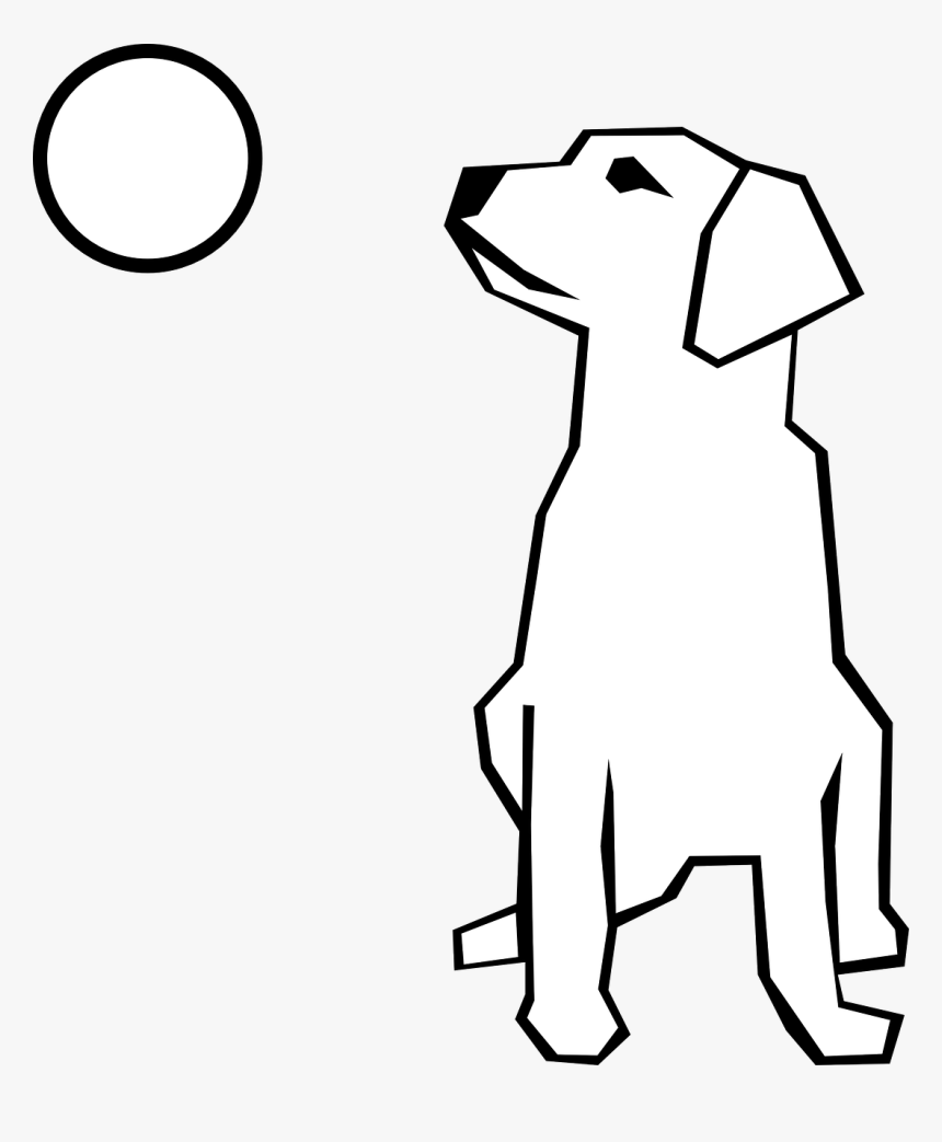 Dog, Full Moon, Canine, Pet, Sitting, Domestic Animal - Simple Dog Drawing, HD Png Download, Free Download