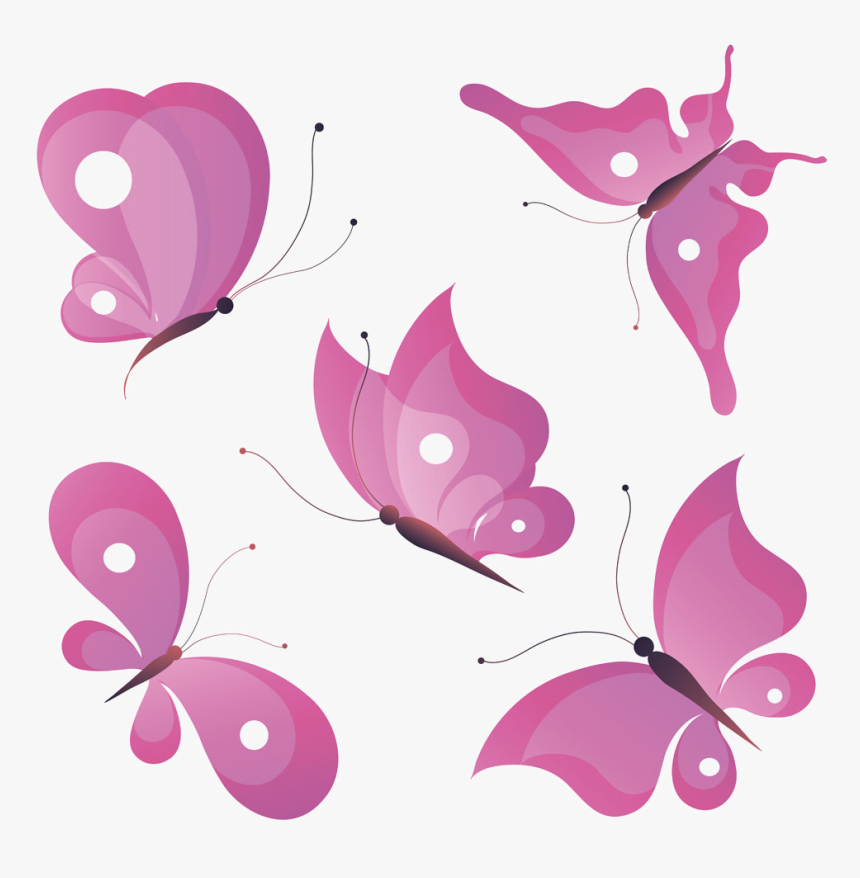 Butterfly Silhouette Clip Art - Pink Butterfly Silhouette, HD Png Download, Free Download