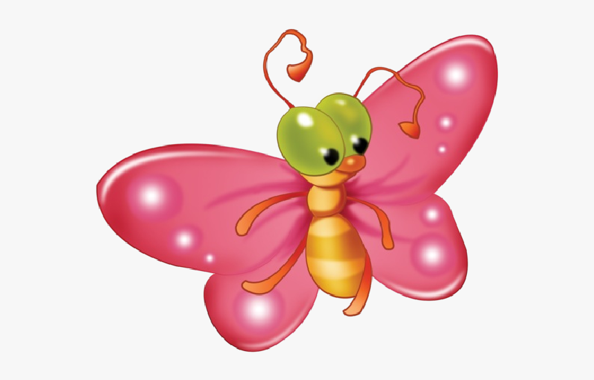 Baby Butterfly Cartoon Clip Art Pictures - Cartoon Pink Butterfly Clipart, HD Png Download, Free Download