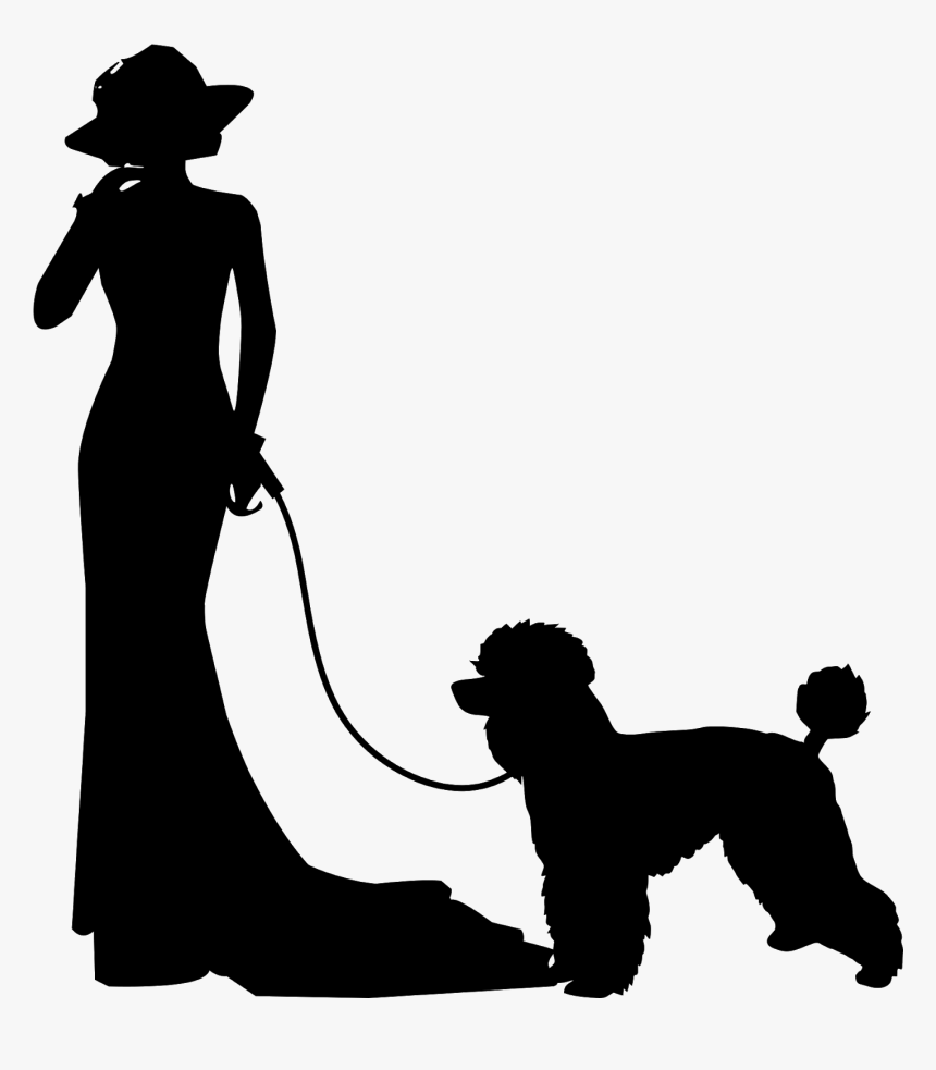 Poodle, Woman, Silhouette, Dog, Animal, Dress, Elegance, - Silueta De French Poodle, HD Png Download, Free Download