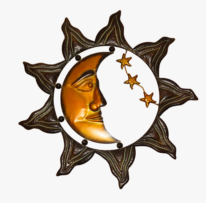 Wall Decoration, Sheet, Metal, Deco, Art, Sun, Moon - Celestial Sun Moon And Stars, HD Png Download, Free Download
