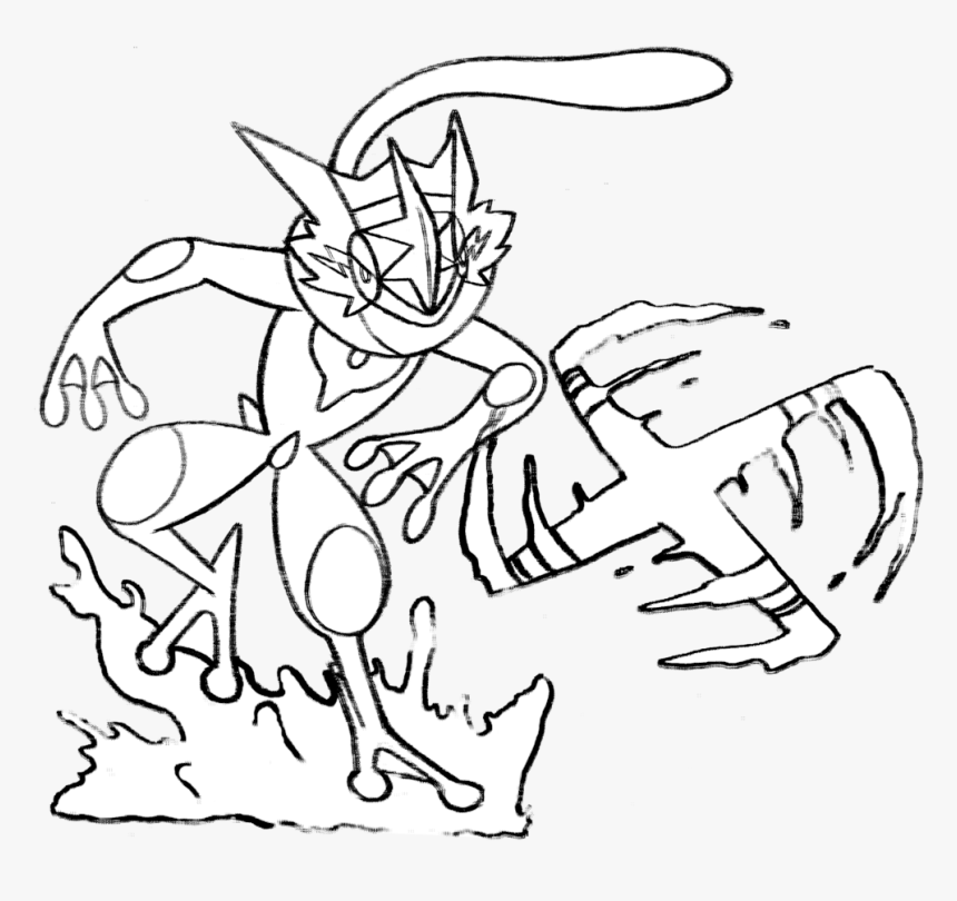 Tremendous Greninja Coloring Page - Ash Greninja Coloring Page, HD Png Download, Free Download