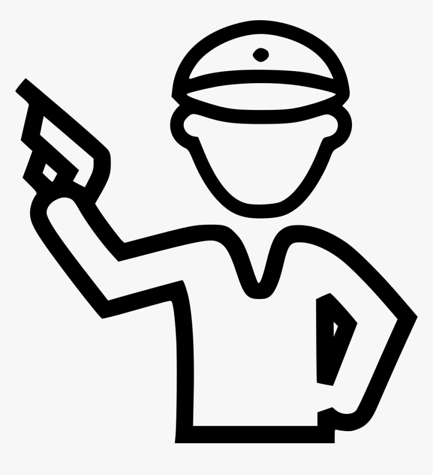Policeman Holding Gun - Line Art Images Of Traffic Police, HD Png Download, Free Download