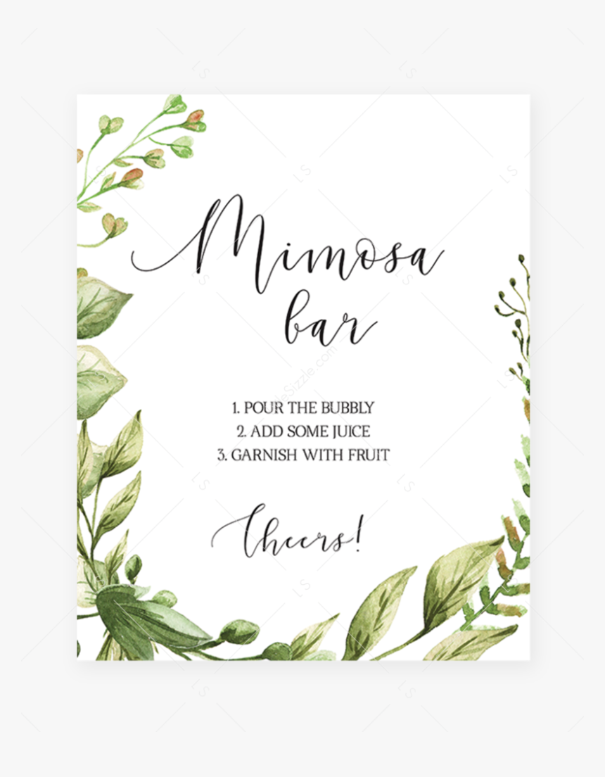 Floral Watercolor Greenery Baby Shower Greenery Gold Frame Lemonade Bar Sign Digital File Bridal Shower Instant Download