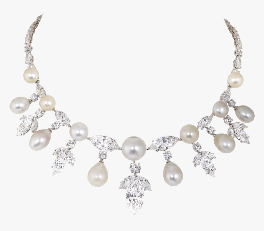 Natural Saltwater Pearl And Diamond Necklace - Pearl Diamond Necklaces Png, Transparent Png, Free Download