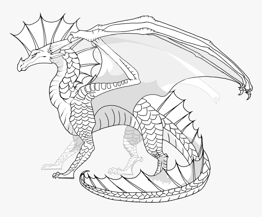 Line Art Dragon Character Legendary Creature - Wings Of Fire Flamewing, HD Png Download, Free Download